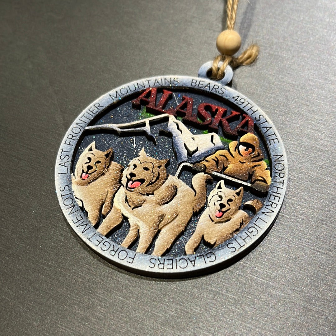 Alaska Musher Wood Ornament