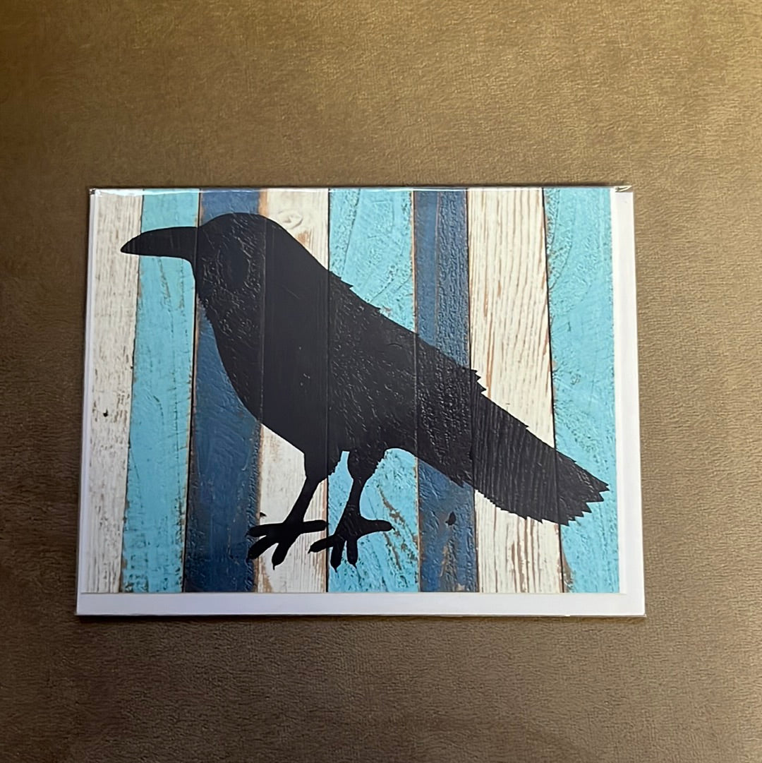 Blank Raven greeting card with envelope, by Leftover Treasure