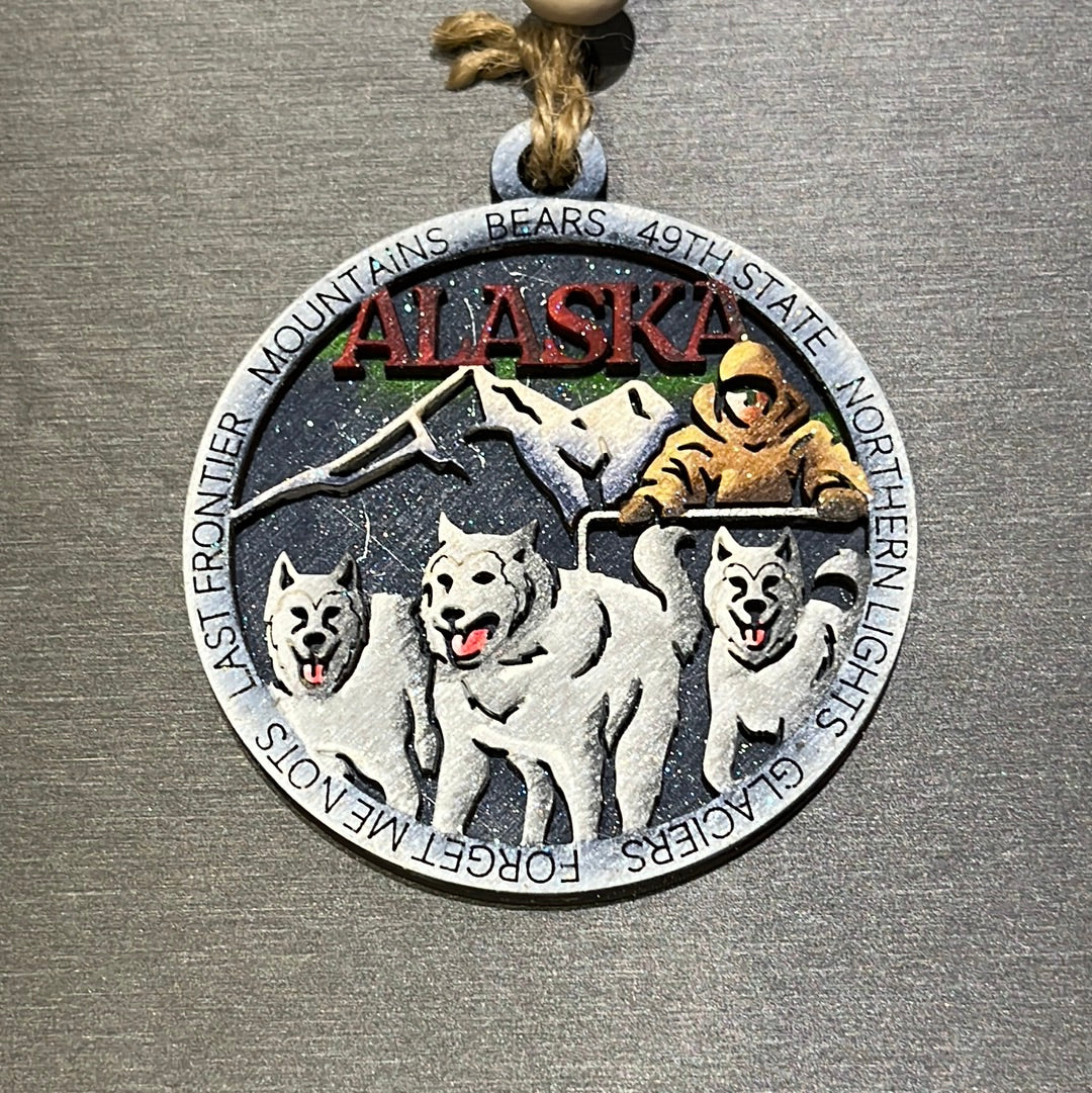 Alaska Musher Wood Ornament