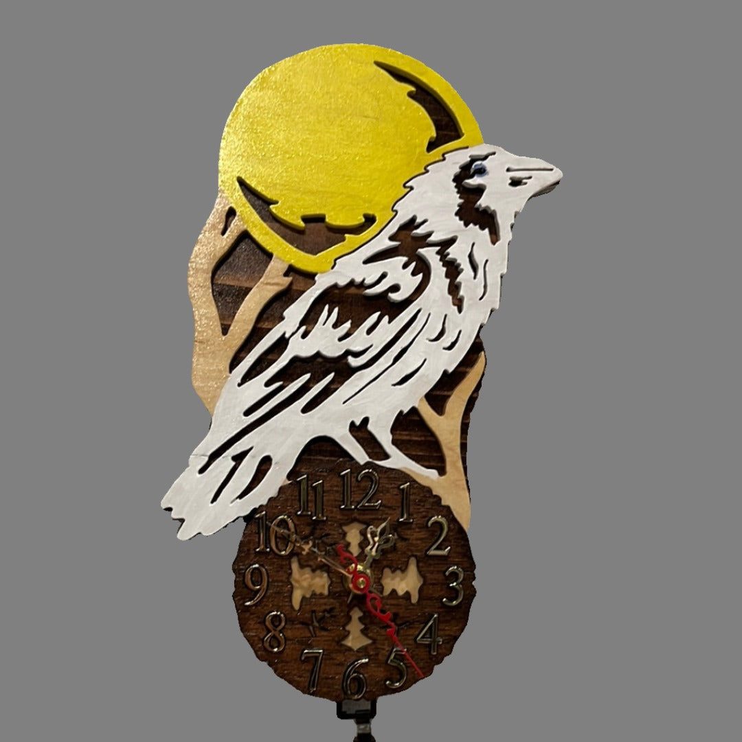 White Raven Pendulum Clock