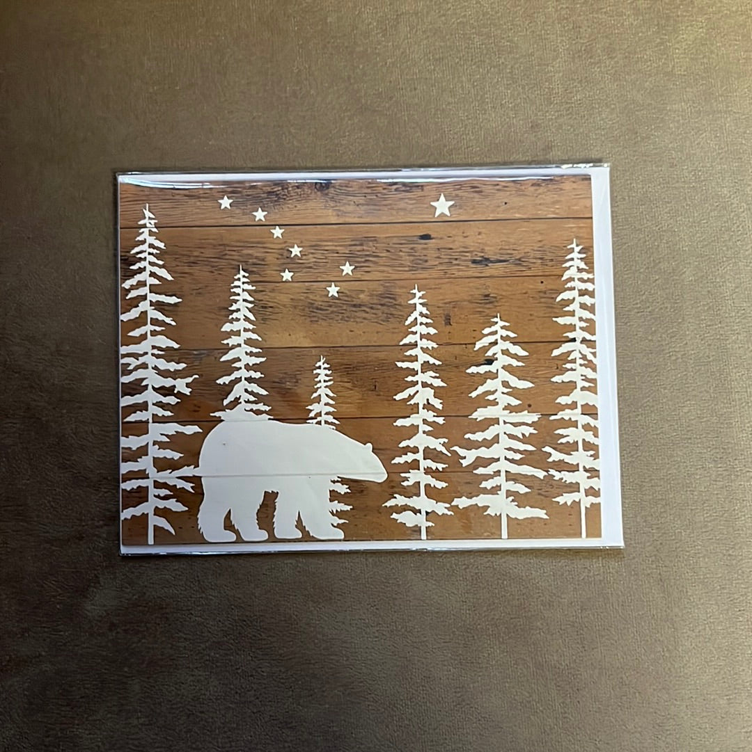 Blank Polar &amp; Bear Stars greeting card with envelope, by Leftover Treasure