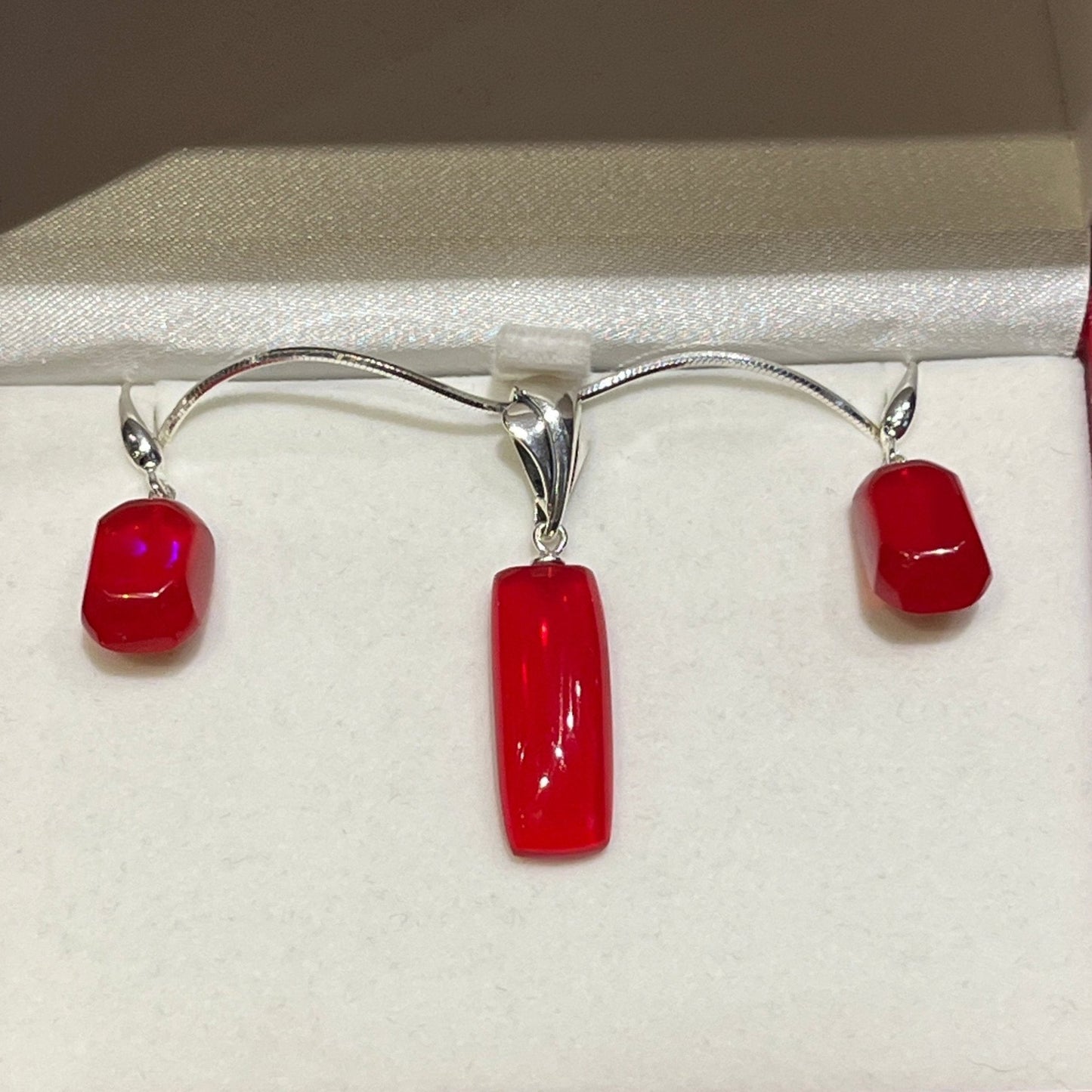 Red Fire Opal in sterling silver