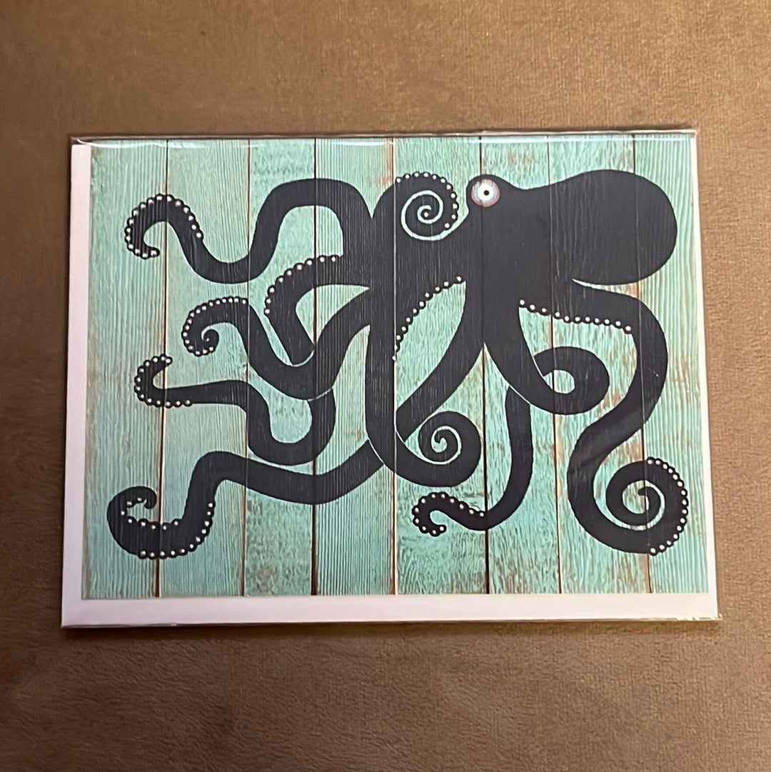 Octopus Greeting Card (teal & navy)