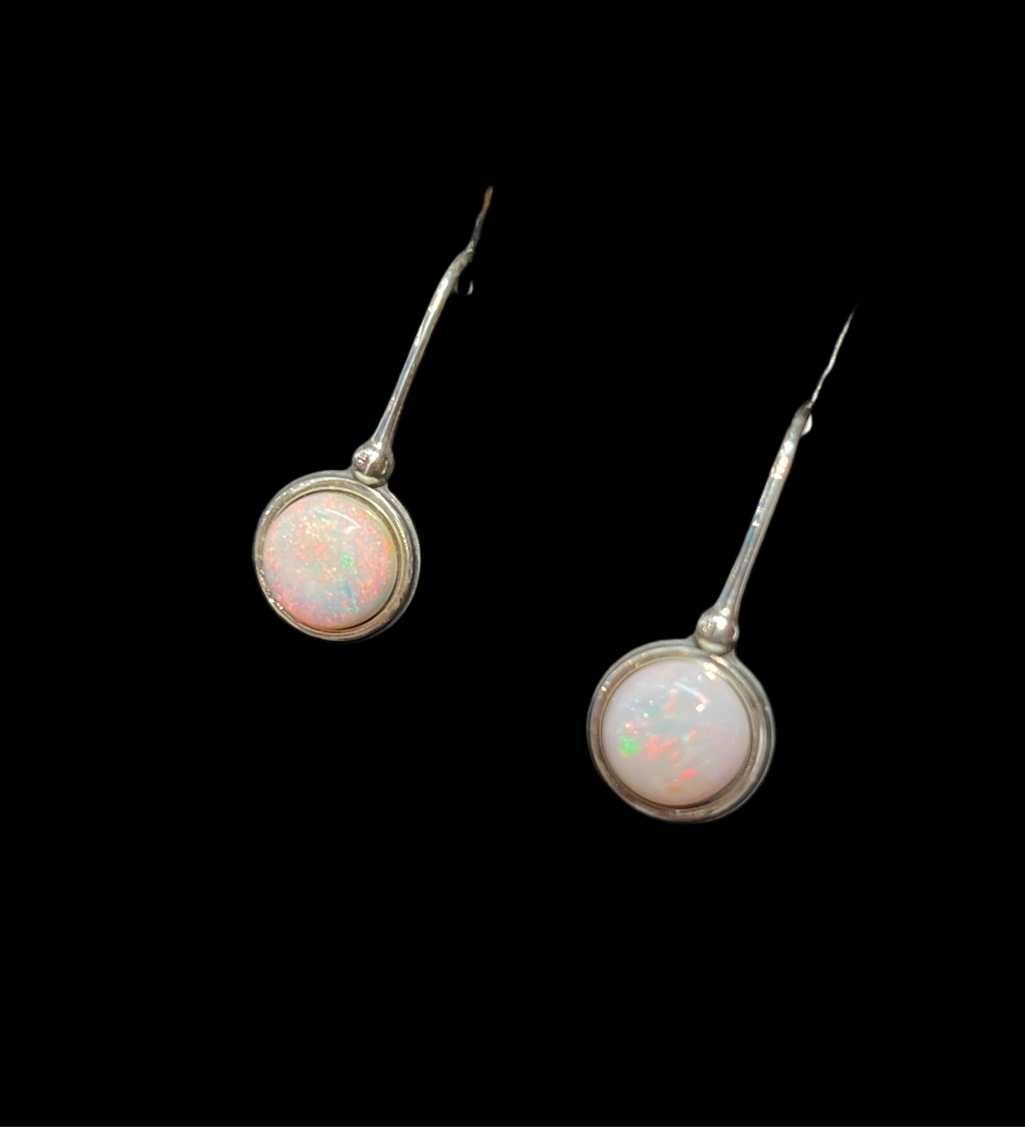 Australian White Opal Earrings 1.38 & 1.29 carat