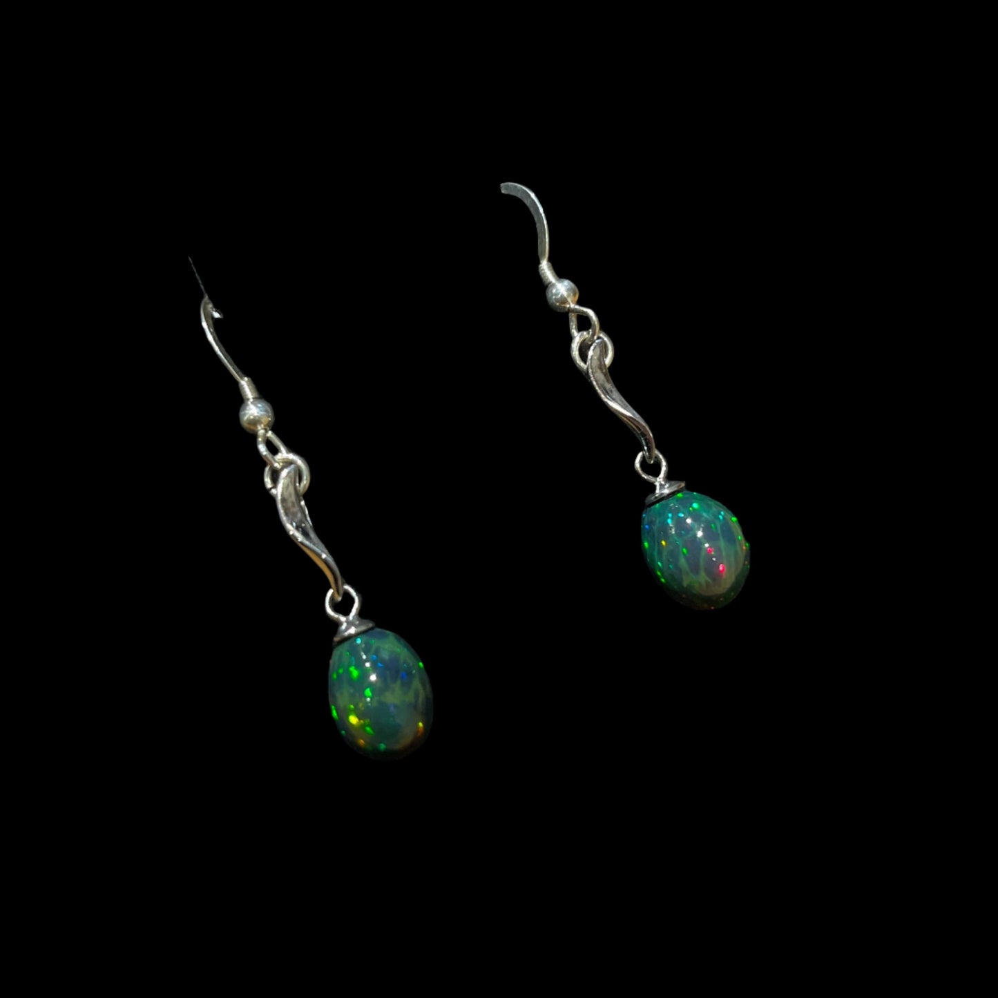 Australian Black Opal Earrings 4.87 ctw