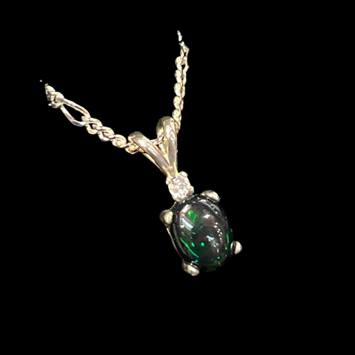 Australian Black Opal Pendant 1.30 Silver Sapphire