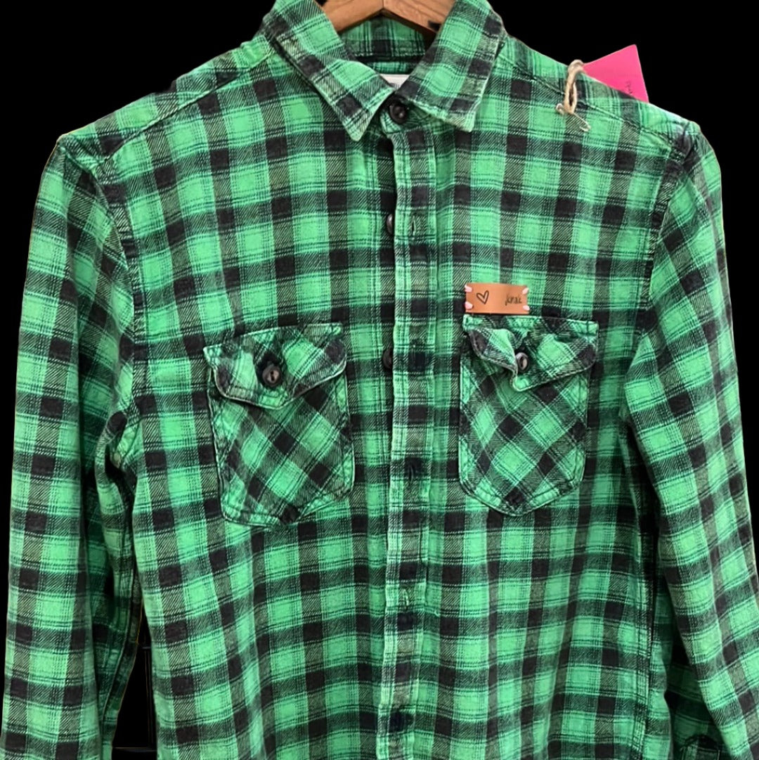 Green Get Lost Flannel, size x-small, by JKinAK
