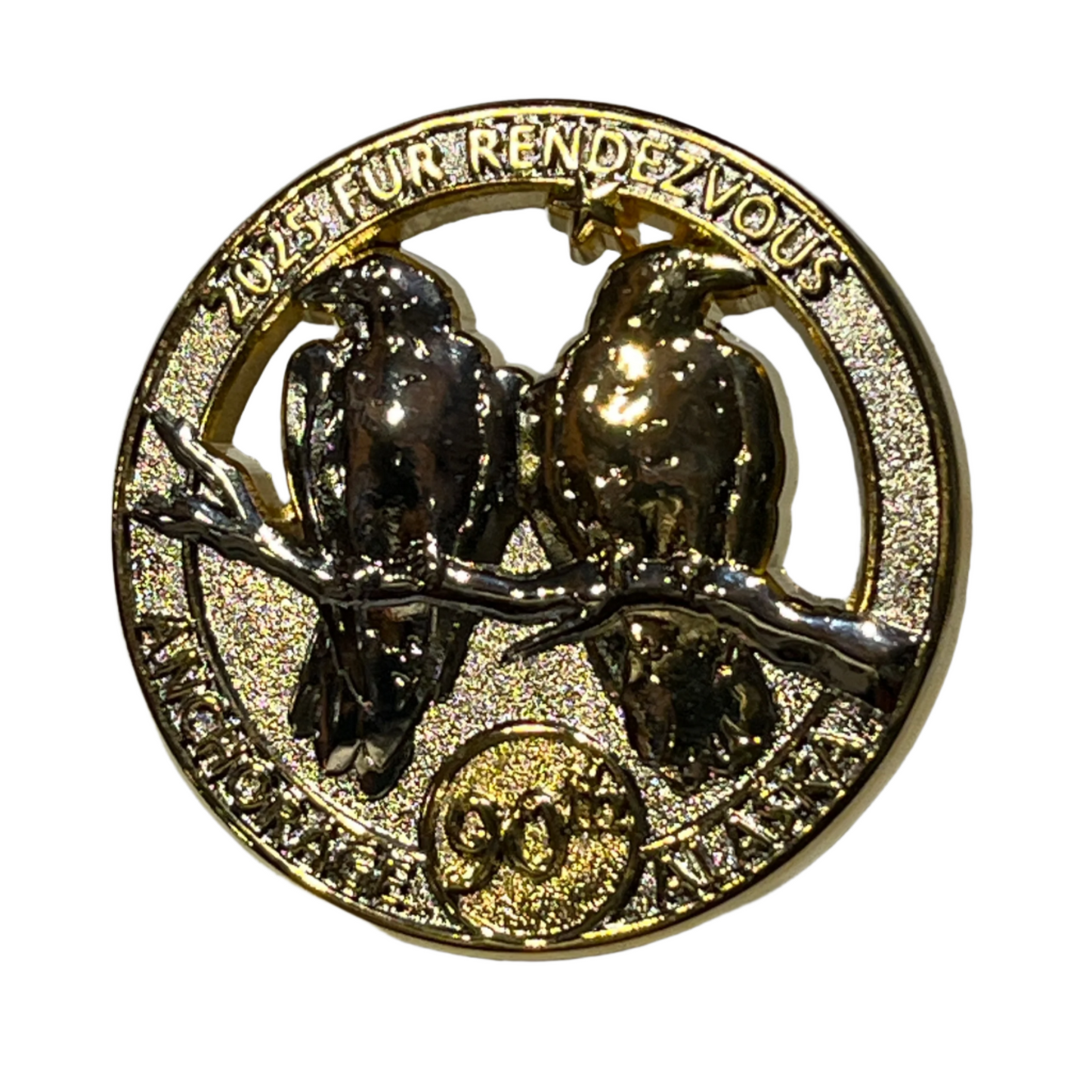 2025 Fur Rondy 90th anniversary special edition Gold & Silver Collector pin. Limited quantities available.