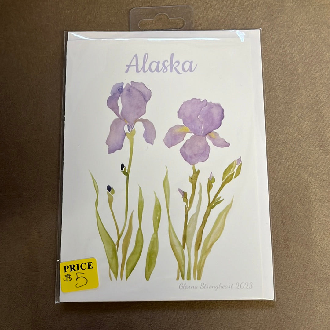 Iris watercolor greeting card (Purple)