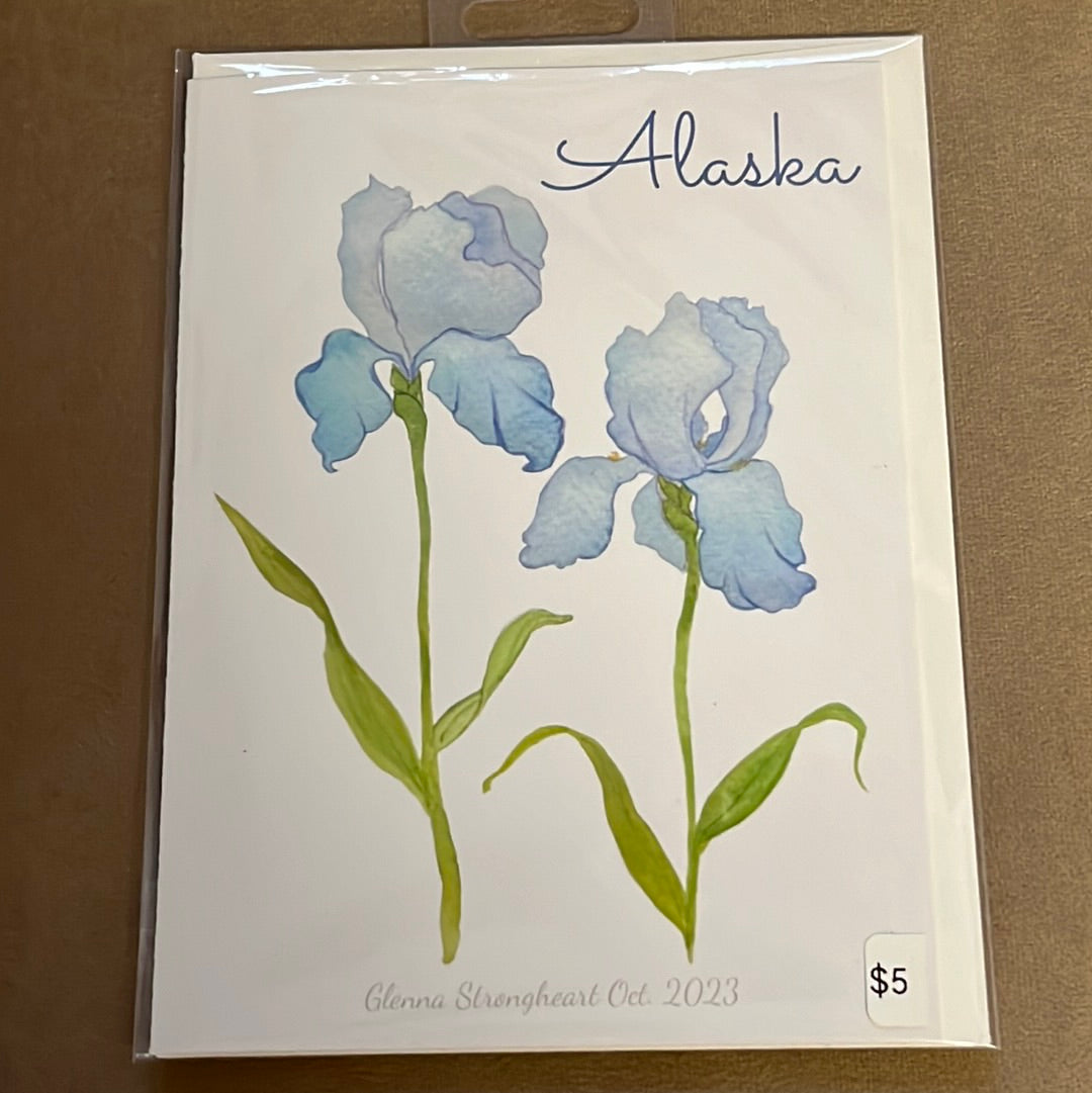 Iris watercolor greeting card (Blue)