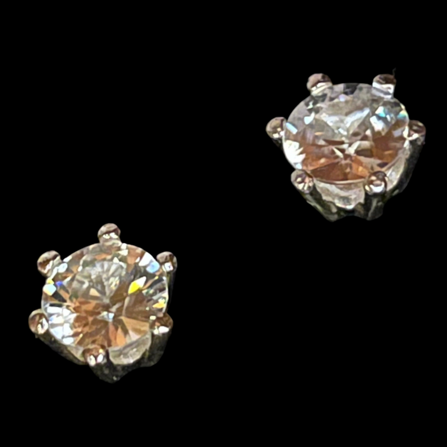 White Zircon Studs in Sterling 1.36 & 1.31ct