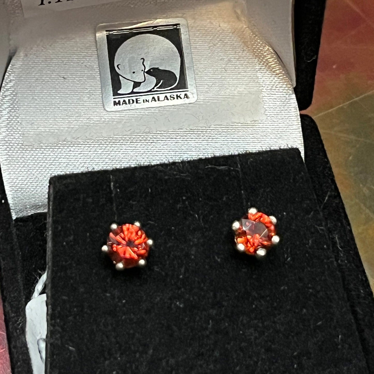 Red Zircon Studs in Sterling Silver (1.11 ct)