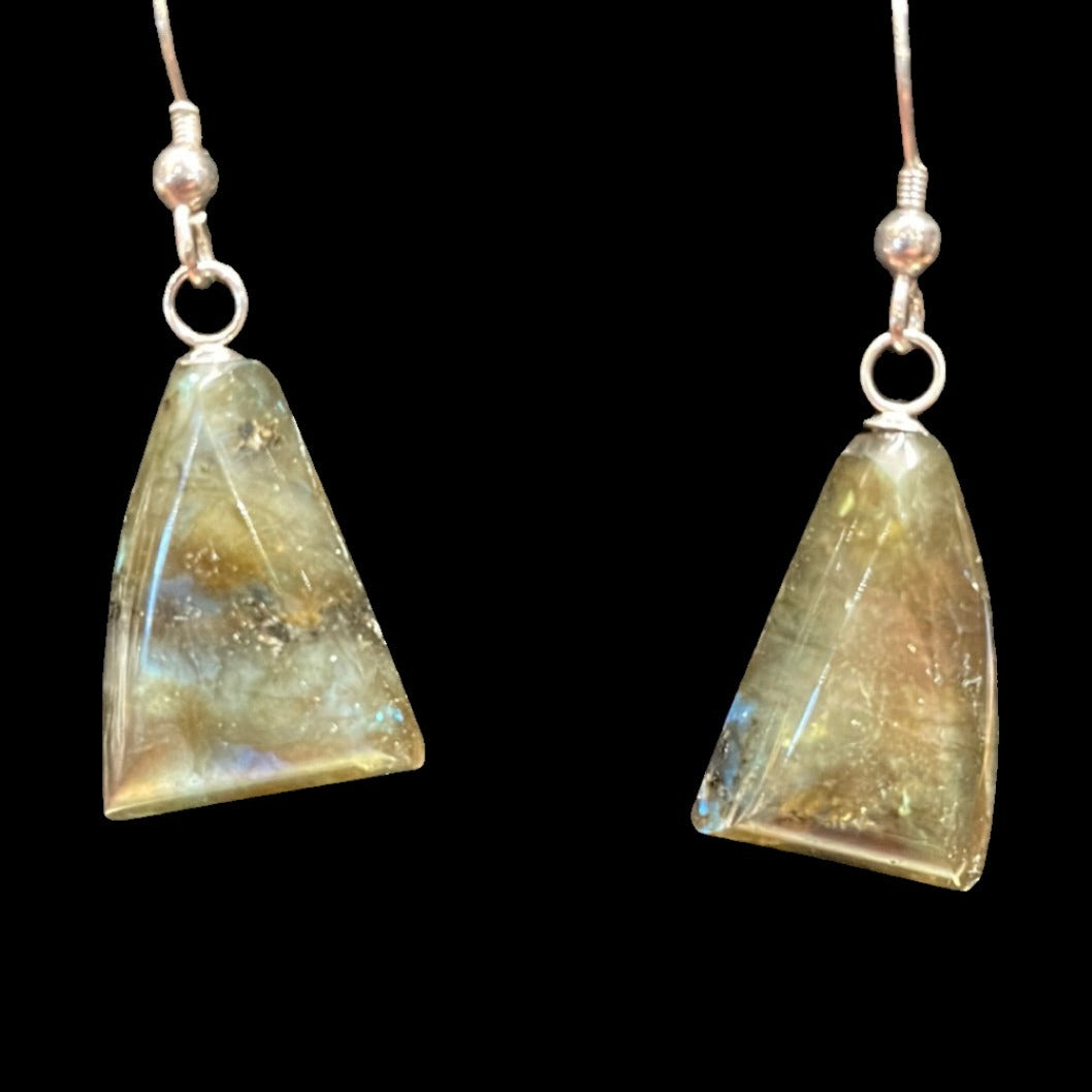 Labradorite Earrings (beveled triangle)