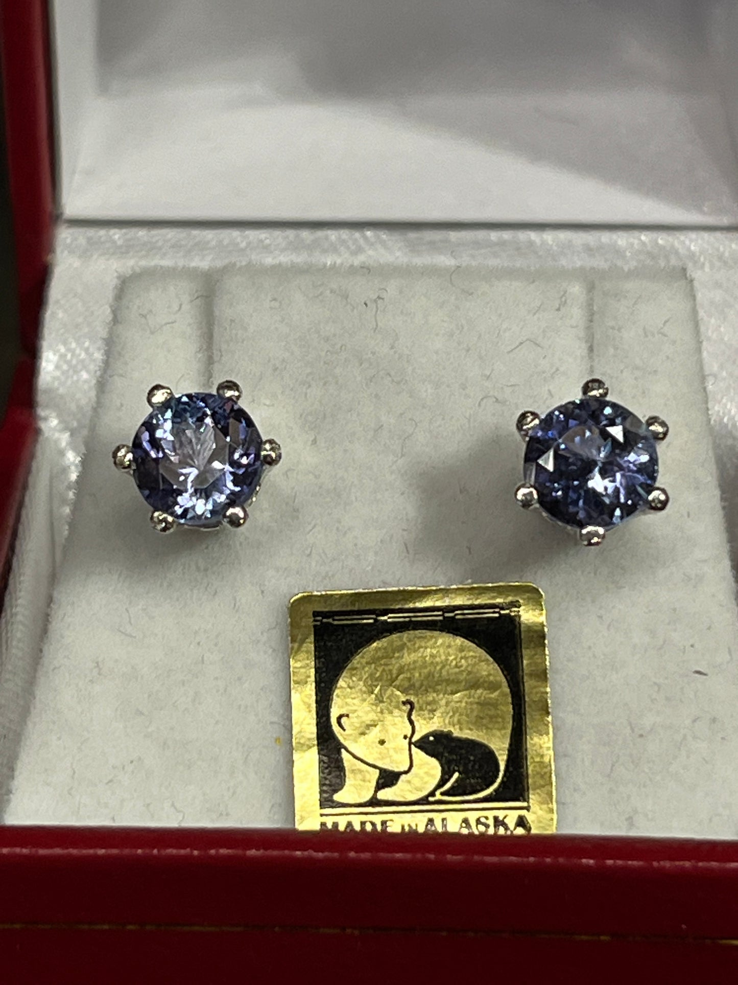 Tanzanite Earrings 6.5mm Round in Silver 3.20ctw