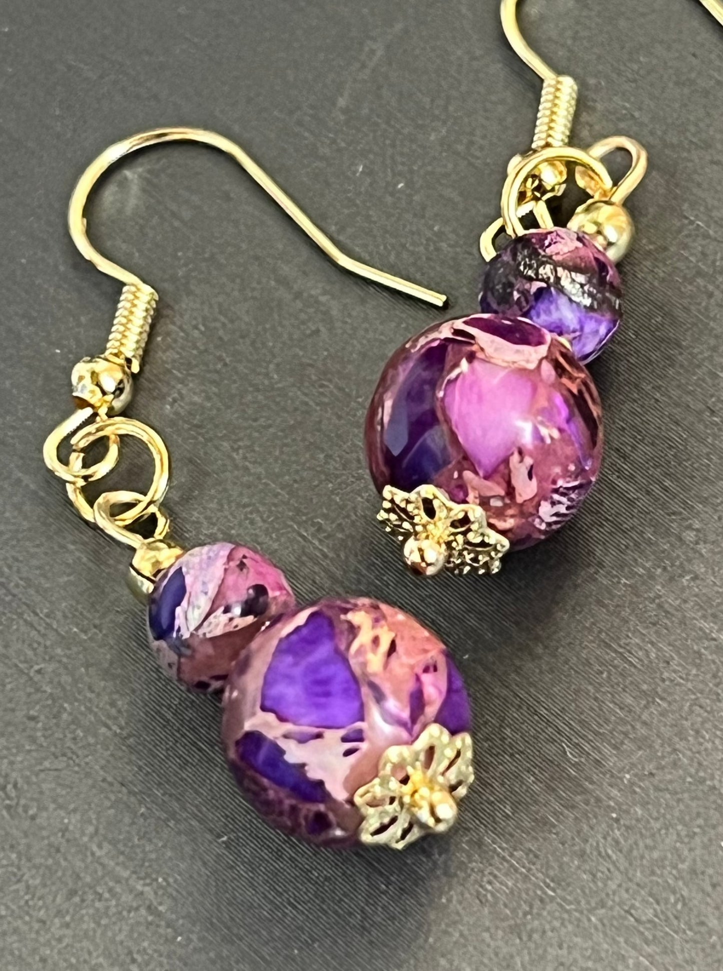 Purple Crackled Jasper Earrings