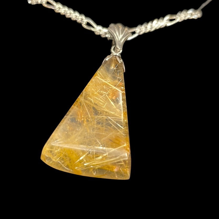 Rutilated  Quartz Pendant, by Alaskan Stone Arts LLC