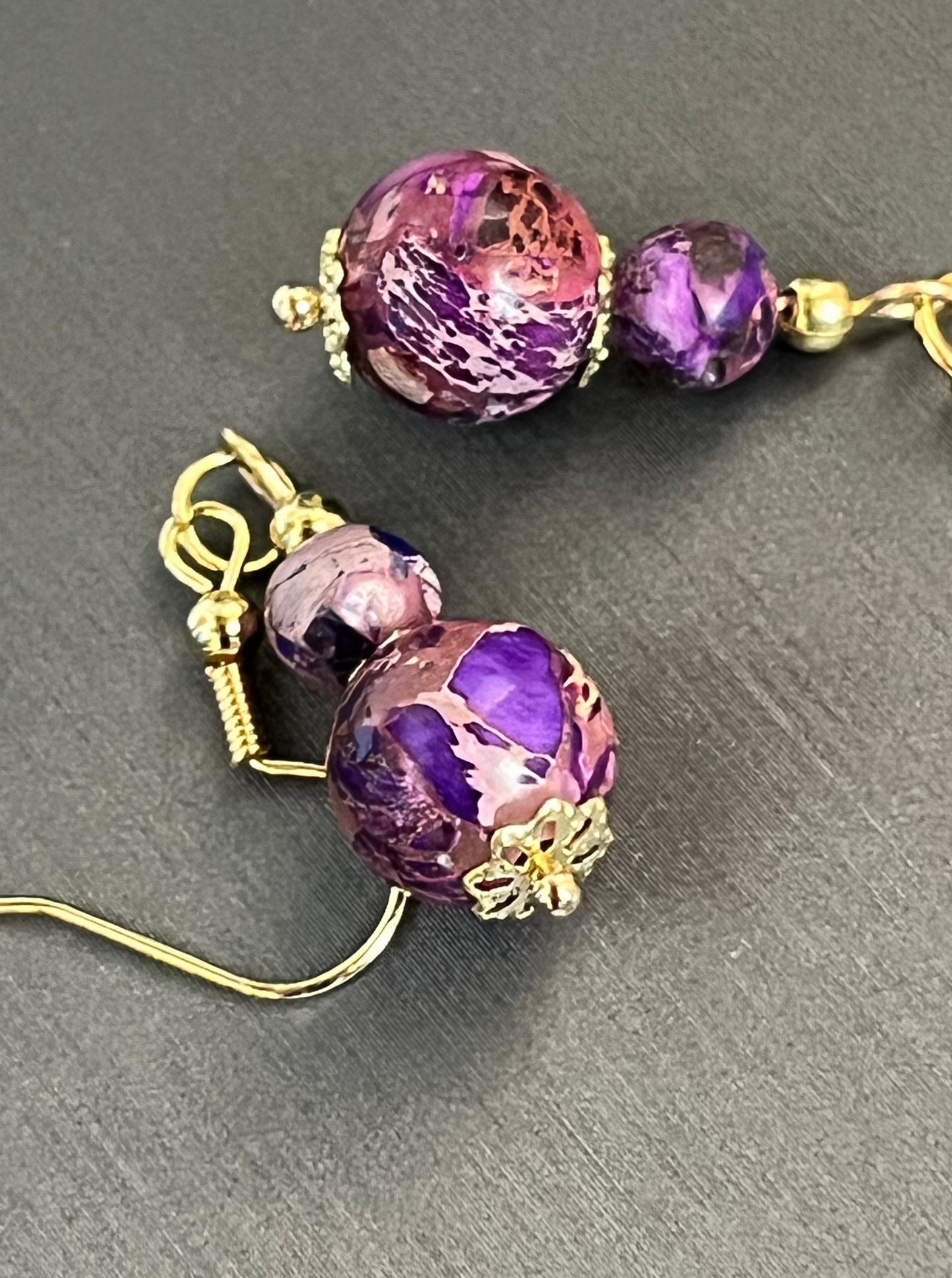 Purple Crackled Jasper Earrings