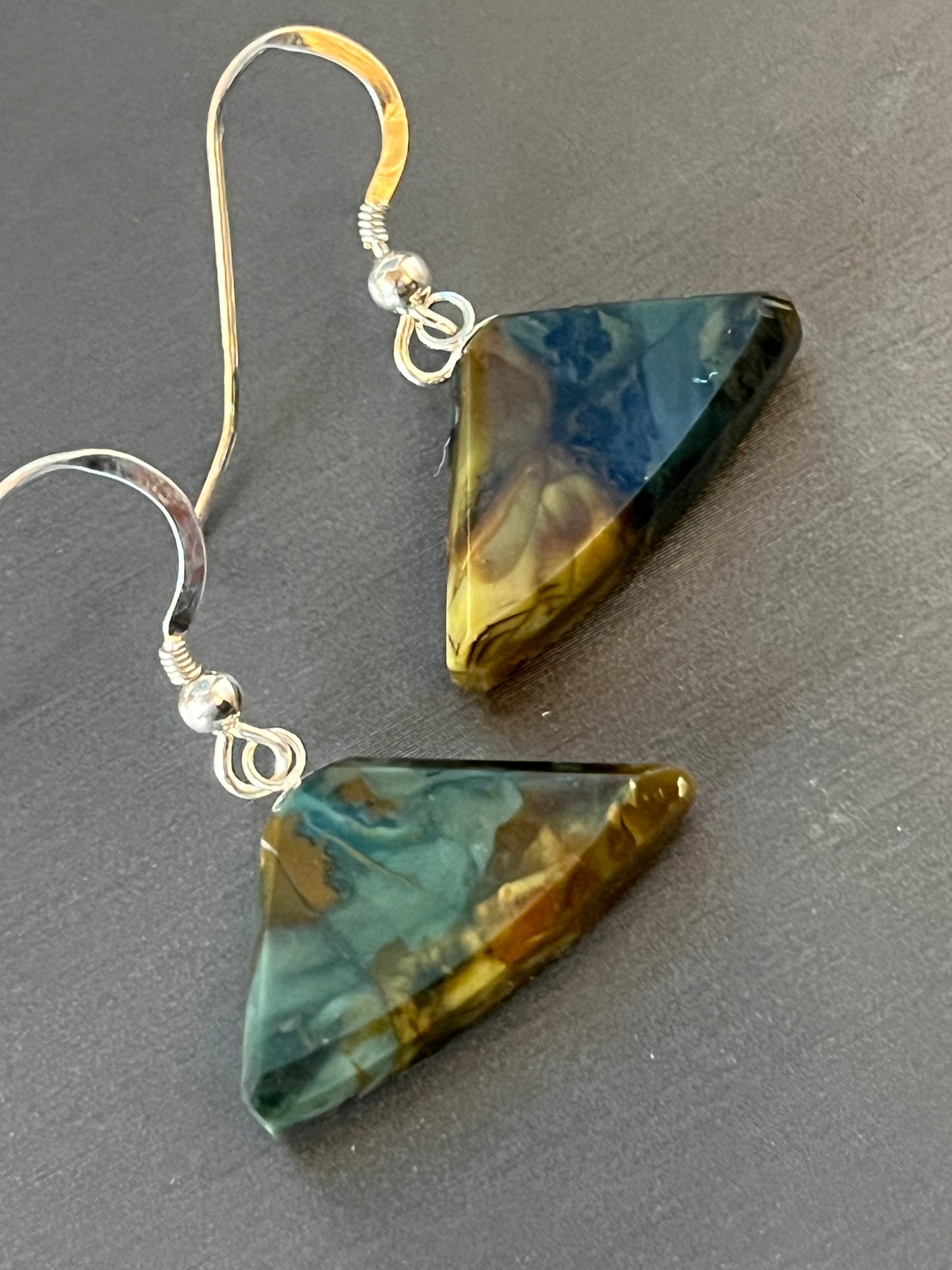 Morrisonite Jasper Earrings on silver. This unique piece of jewelry is authentic Alaska Native art created by an enrolled member of an Alaska Native tribe.