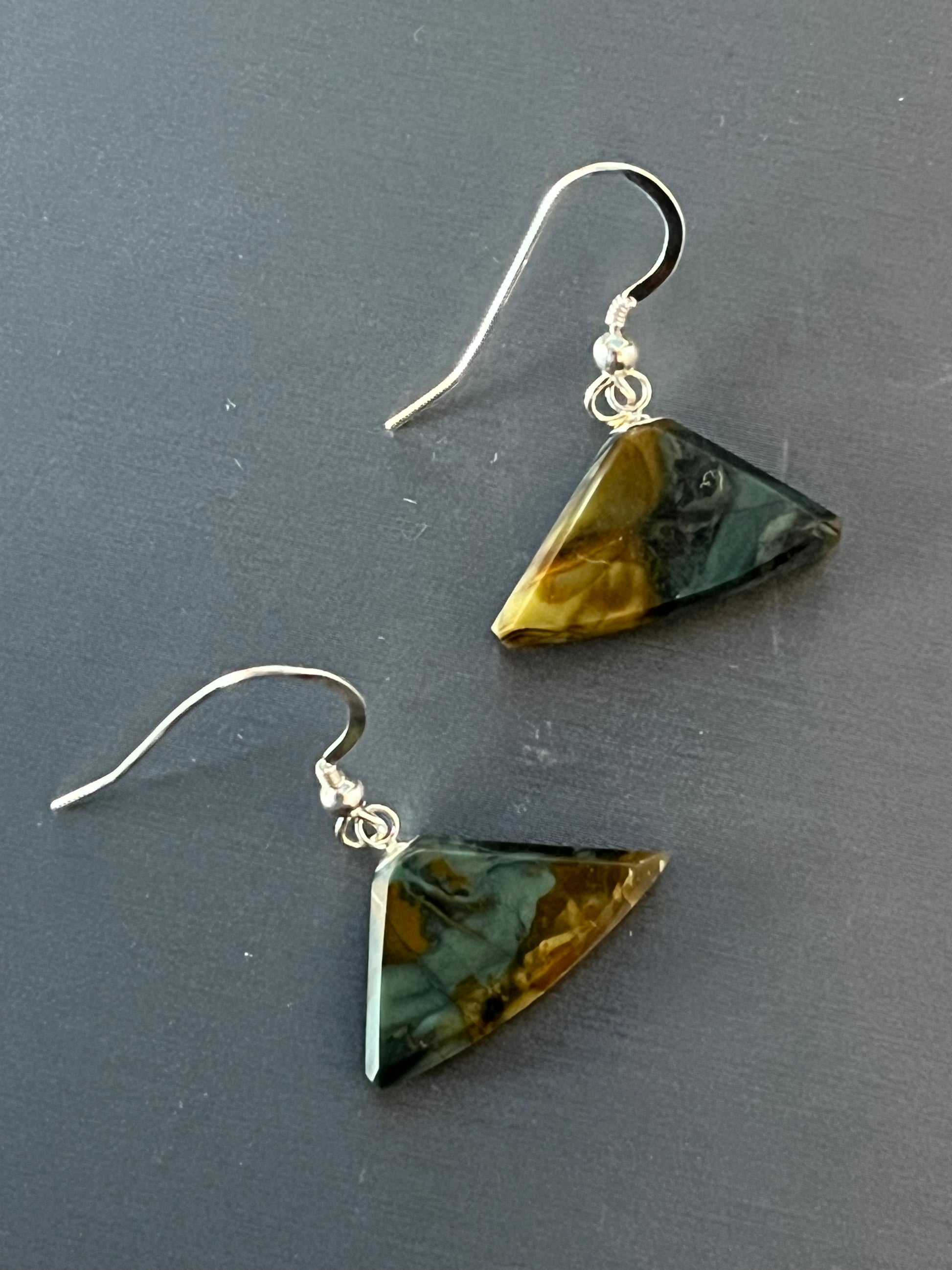 Morrisonite Jasper Earrings on silver. This unique piece of jewelry is authentic Alaska Native art created by an enrolled member of an Alaska Native tribe.