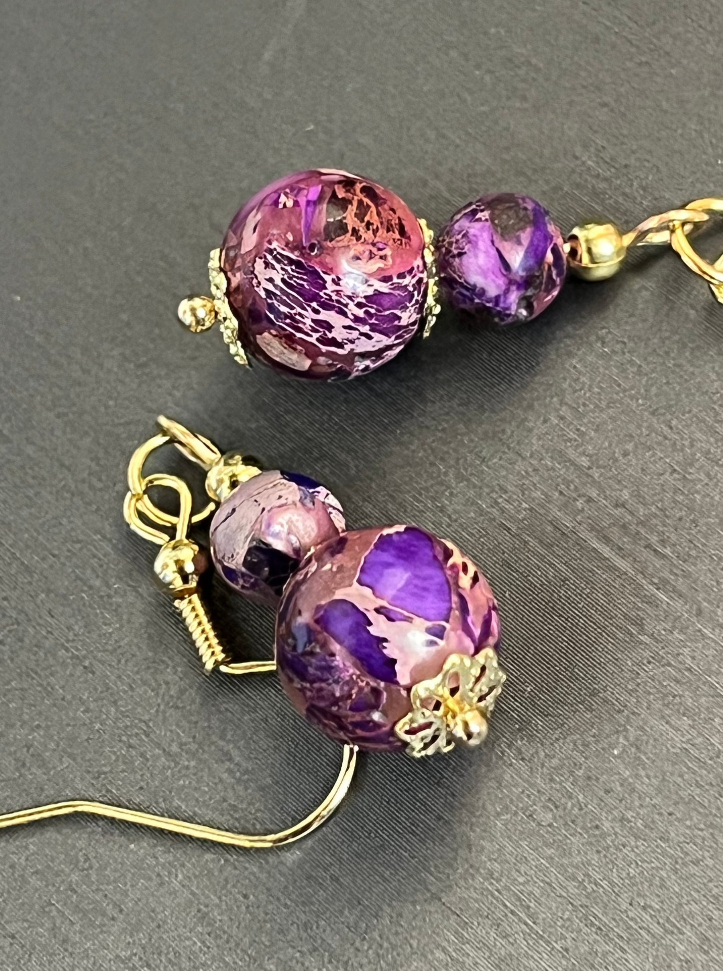 Purple Crackled Jasper Earrings