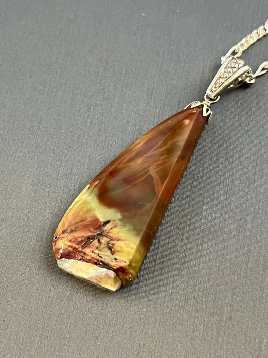 Carrasite Porcelain Jasper pendant on silver. This unique piece of jewelry is authentic Alaska Native art created by an enrolled member of an Alaska Native tribe.