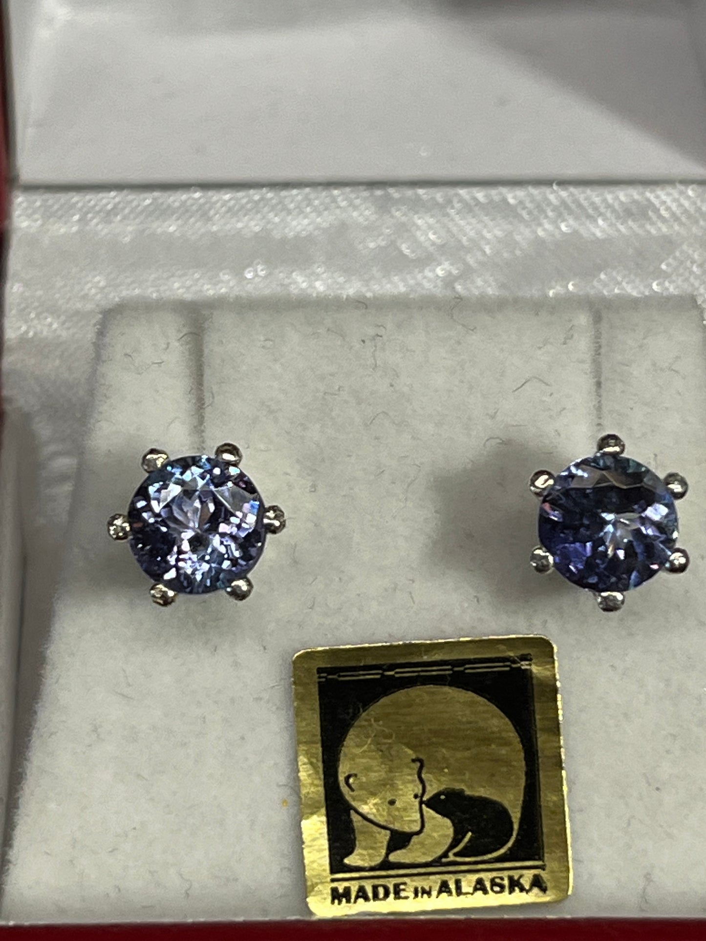 Tanzanite Earrings 6.5mm Round in Silver 3.20ctw