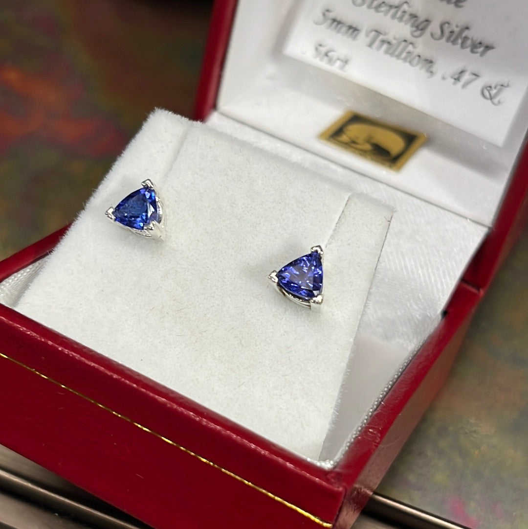 Trillion hot sale tanzanite earrings