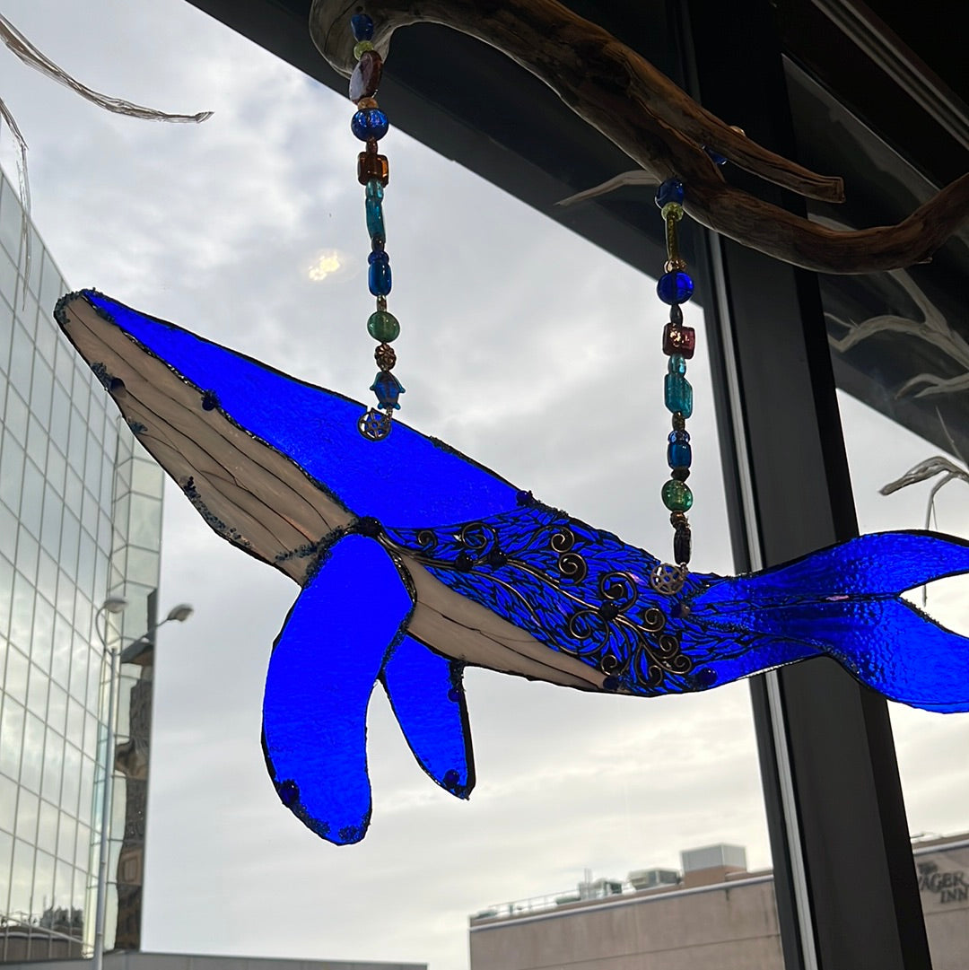 "Humpback Whale" Glass & Driftwood