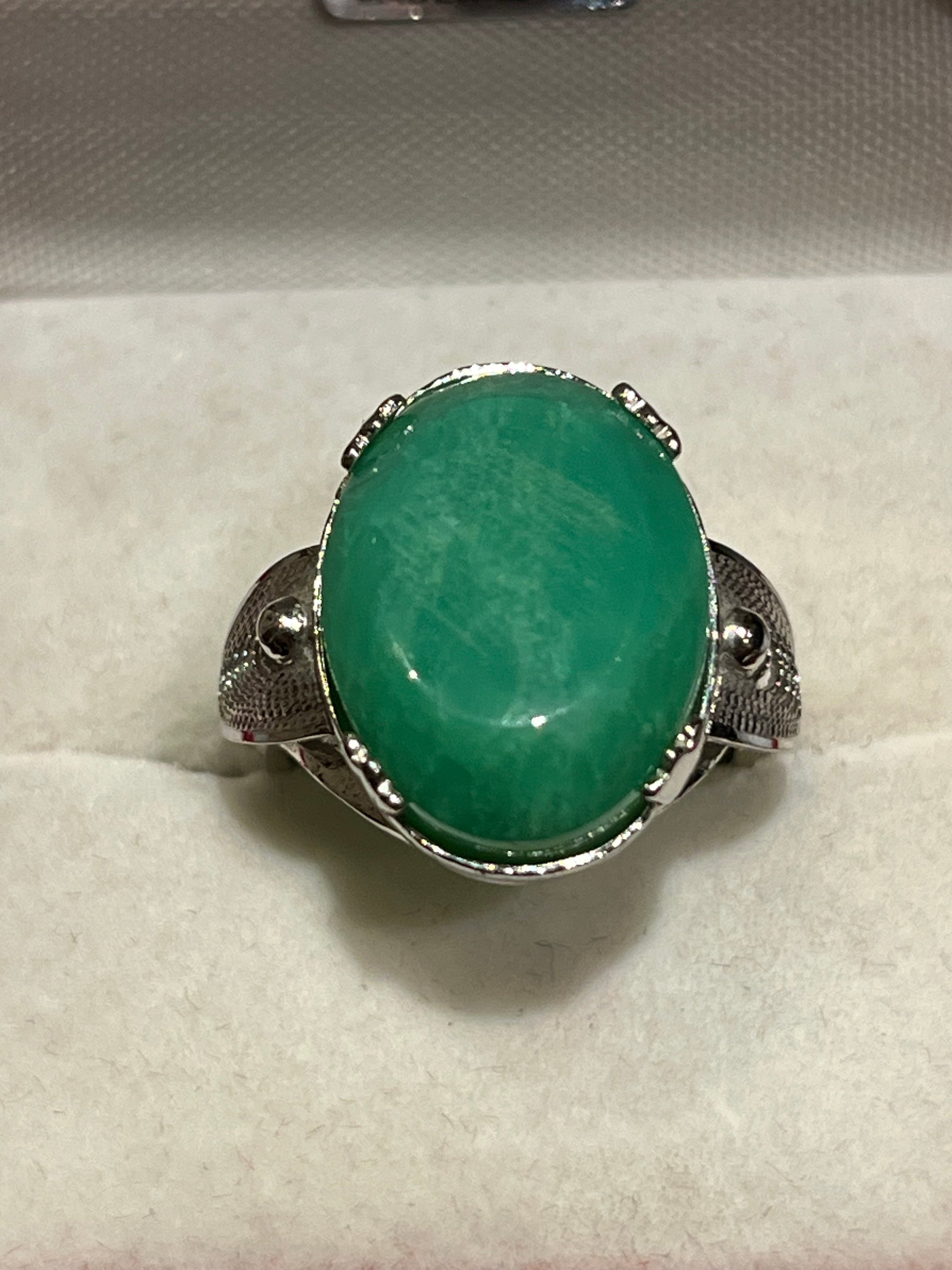 Vintage 1940’s Silver Ring by Sorrento Chrysoprase (size 6). This unique piece of jewelry is authentic Alaska Native art created by an enrolled member of an Alaska Native tribe. Certified Silver Hand and Made in Alaska jewelry.