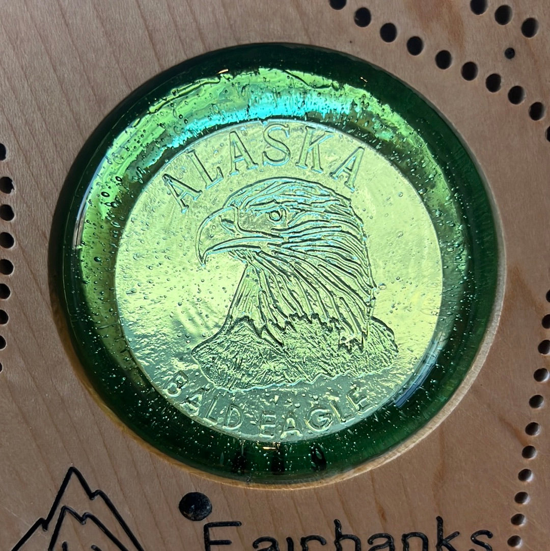 Cribbage Board "Green Bald Eagle"